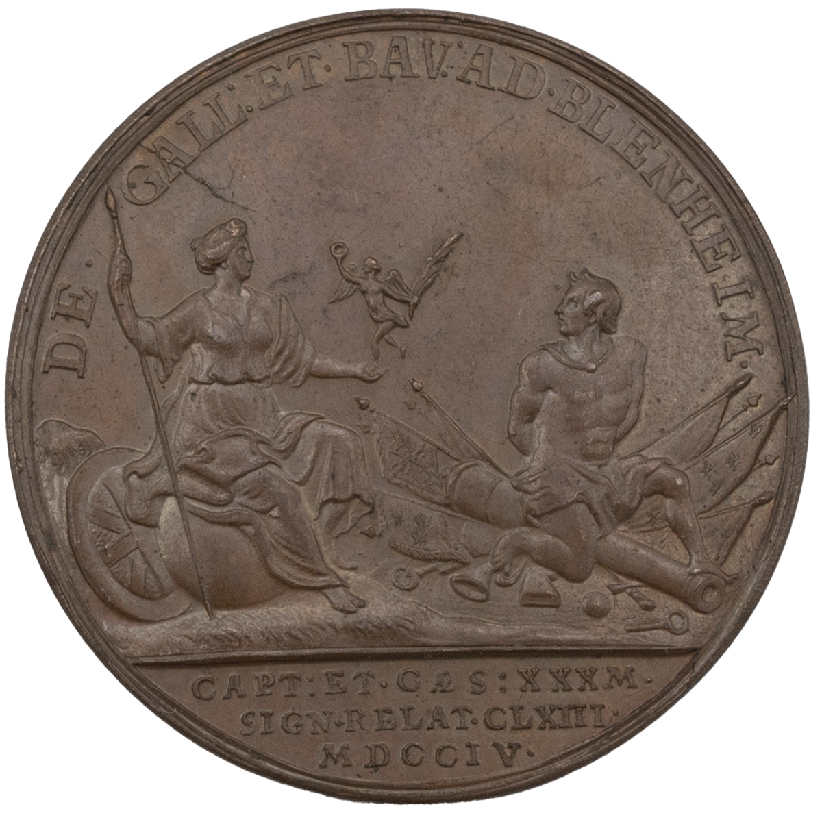 1704 Queen Anne Battle of Blenheim small bronze medal (Eimer 409). Obverse: draped, uncrowned bus... - Image 2 of 2