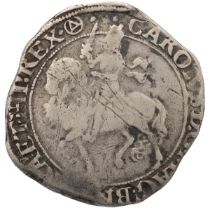 1641-1643 Charles I Halfcrown, Tower under the King, triangle in a circle (S 2779, North 2214). O...