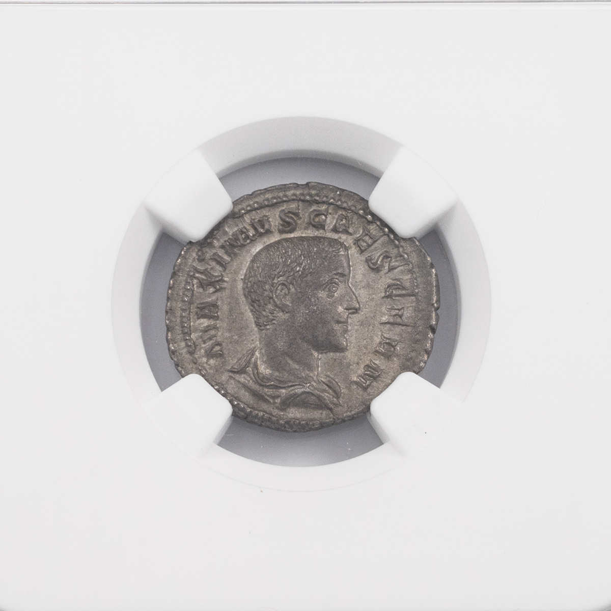 235/6-238 AD Maximus silver AR Denarius, issued as Caesar, graded Ch AU by NGC. Obverse: bare hea... - Image 2 of 4