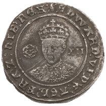 1551-1553 King Edward VI hammered silver Shilling with Tun mintmark (S 2482, North 1937). Obverse...