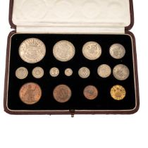 1937 Specimen Coins: 15-piece King George VI coronation proof set in original Royal Mint box. Inc...