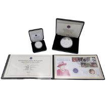 Three (3) Queen Elizabeth II Platinum Jubilee silver proof collectors coins and stamps. Includes ...