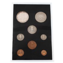 1965-1969 Bahrain base metal proof set with eight coins inside original Royal Mint packaging. Inc...