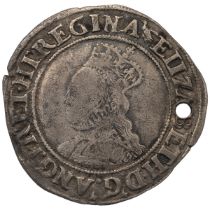 1560-1561 Queen Elizabeth I hammered silver 2nd issue Shilling with martlet mintmark and hole (S ...