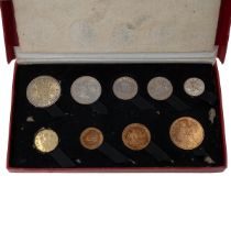 1950 King George VI nine-coin specimen base metal proof set from The Royal Mint in the original b...