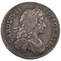 1668 King Charles II early milled silver Shilling (S 3375). Obverse: second milled laureate, drap...