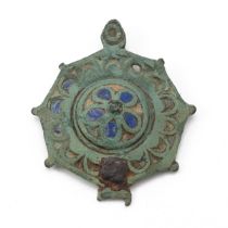 Roman umbonate copper alloy brooch with enamelled decoration, circa 100-250 AD (Mackreth British ...