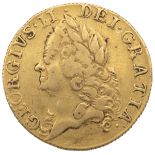 1758 George II 'full' gold Guinea with old laureate head of the King (S 3680, Bull 621). Obverse:...