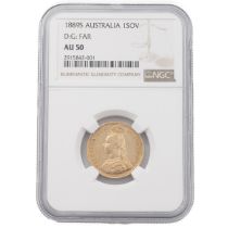 1889-S Sydney gold Sovereign with first legend, the 'G:' distant from the crown (Marsh 140, Dish ...