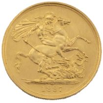 1887 Victoria gold 'Jubilee Head' Double Sovereign Two Pound coin (S 3865). Obverse: left-facing ...