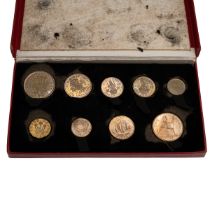 1950 nine-coin proof specimen set of King George VI in the original Royal Mint card box. Includes...