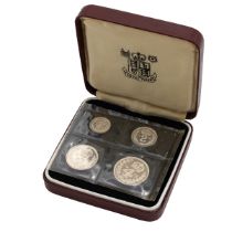 1979 Queen Elizabeth II four-coin silver Maundy Money set in Royal Mint box, sealed in pack. Incl...