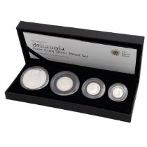 2008 four-coin silver proof Britannia set from The Royal Mint in the original box of issue with c...