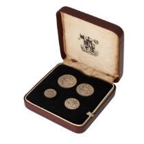 1973 Queen Elizabeth II silver Maundy Money four coin set in a Royal Mint presentation box. Inclu...