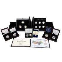 Ten (10) modern 925 silver proof coins, UK and Commonwealth mint collectables. Includes (1) 1997 ...