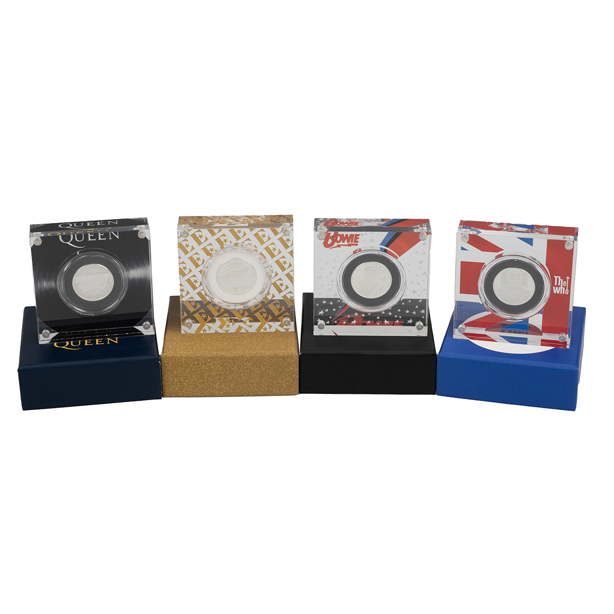 Four (4) Music Legends half ounce silver proof coins from The Royal Mint in boxes. Includes (1) 2...