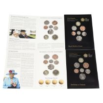 Two (2) Royal Mint brilliant uncirculated coin folio sets celebrating changes in UK currency. Inc...