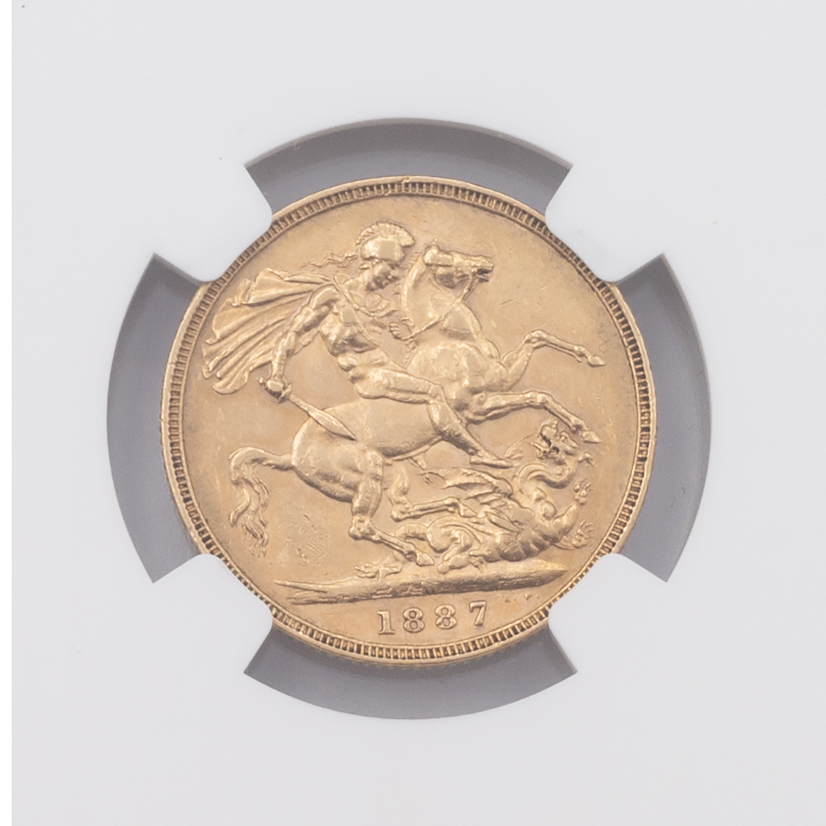 1887M Melbourne gold 'Hooked J' Sovereign graded AU 55 by NGC (Marsh 131B, S 3867). Obverse: 'Jub... - Image 4 of 4