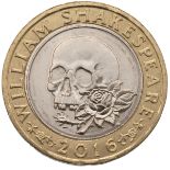 2016 William Shakespeare's Tragedies skull and rose error edge circulating £2 coin from The Royal...