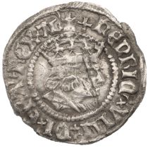 1514-1526 scarce Henry VIII silver York mint Halfgroat voided cross mintmark and TW to reverse (S...