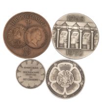Four (4) modern commemorative medals, awarded to a Royal Mint engraver who worked in Llantrisant ...