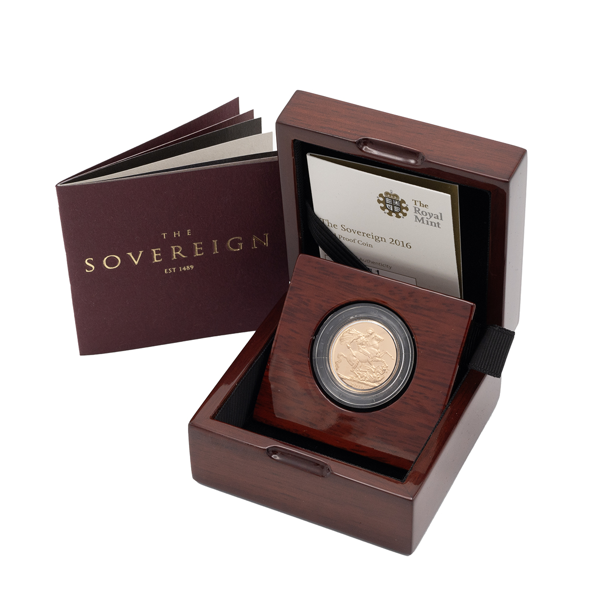 UPDATED 2016 Queen Elizabeth II gold proof 'full' Sovereign from The Royal Mint in the original b...