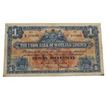 2 April 1930 Union Bank Of Scotland Limited One Pound (£1) banknote E 112363 (P S815). Obverse: c...