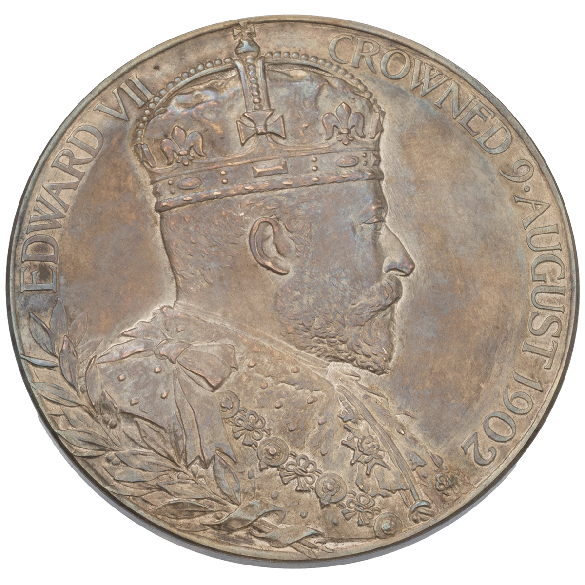 1902 King Edward VII official Royal Mint large silver coronation medal (Eimer 1871a, BHM 3737). O...