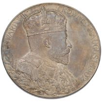 1902 King Edward VII official Royal Mint large silver coronation medal (Eimer 1871a, BHM 3737). O...