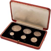 1927 King George V silver proof six-coin specimen set in the original Royal Mint case of issue. I...