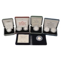 Five (5) Royal Mint small denomination silver proof coins and sets including 20ps, 10ps and 5ps. ...
