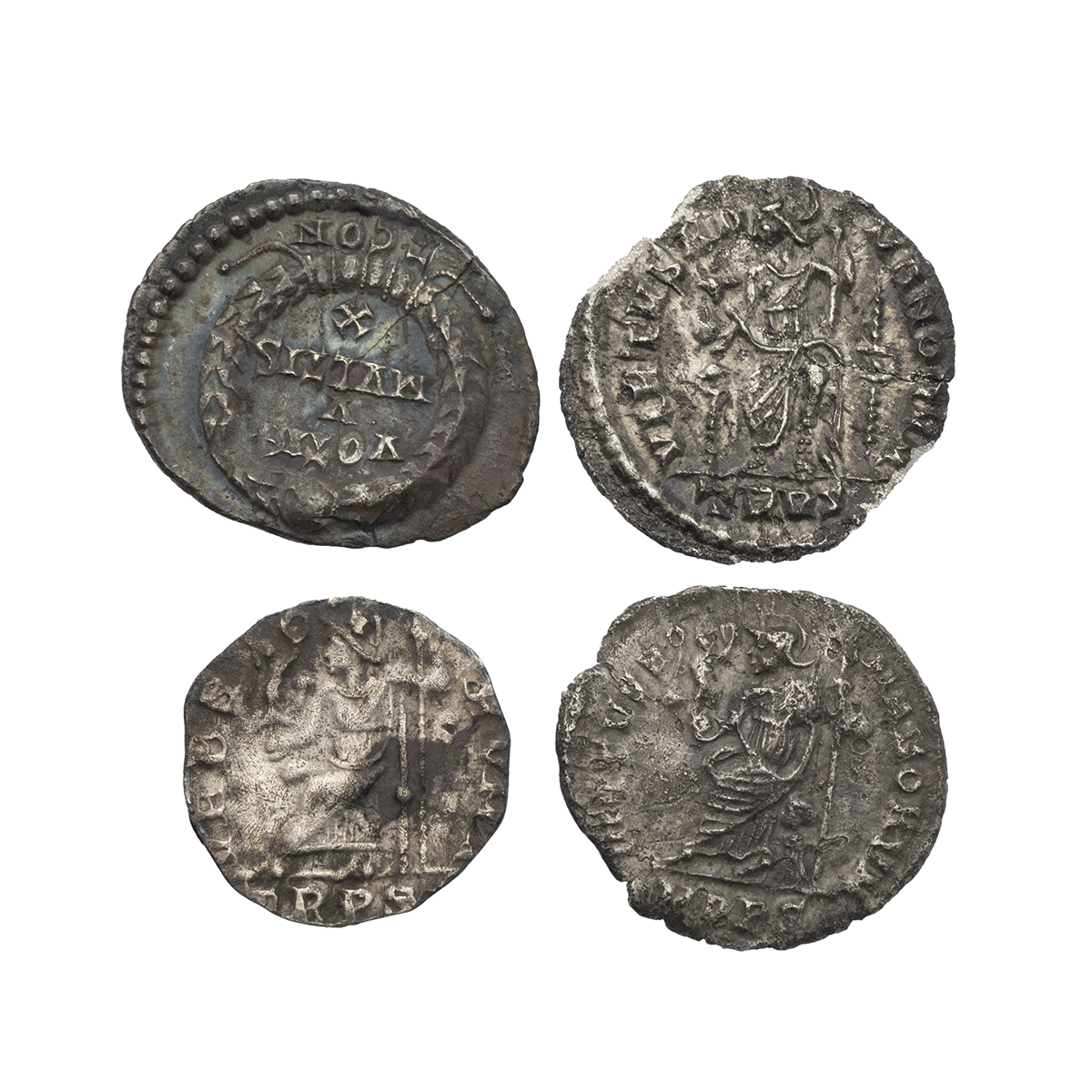 Four (4) collectable Roman silver AR Siliquas of Emperors Gratian, Julian, and Honorius, one unid... - Image 2 of 2