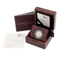 2019 Queen Elizabeth II gold proof Half Sovereign from The Royal Mint in the box of issue. Obvers...