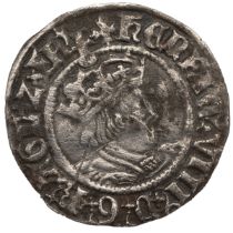 1526-1532 Henry VIII silver Halfgroat Canterbury mint coin with cross patonce mintmark (S 2543). ...