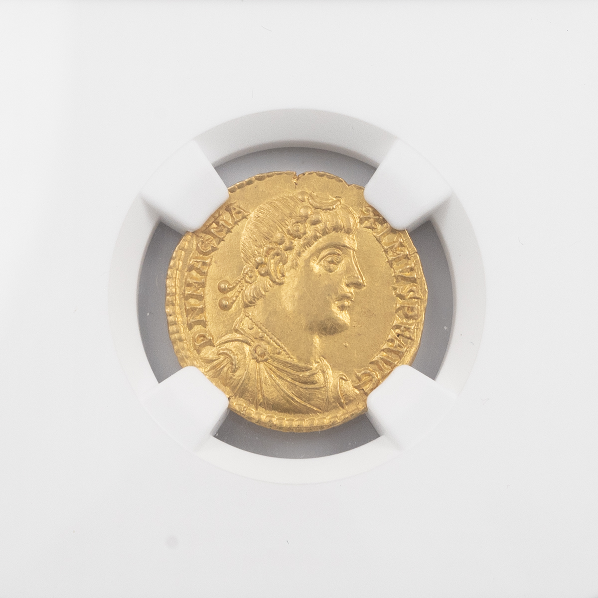 383-388 AD Magnus Maximus gold AV Solidus, London graded Ch AU by NGC (S 741). Obverse: right fac... - Image 2 of 4