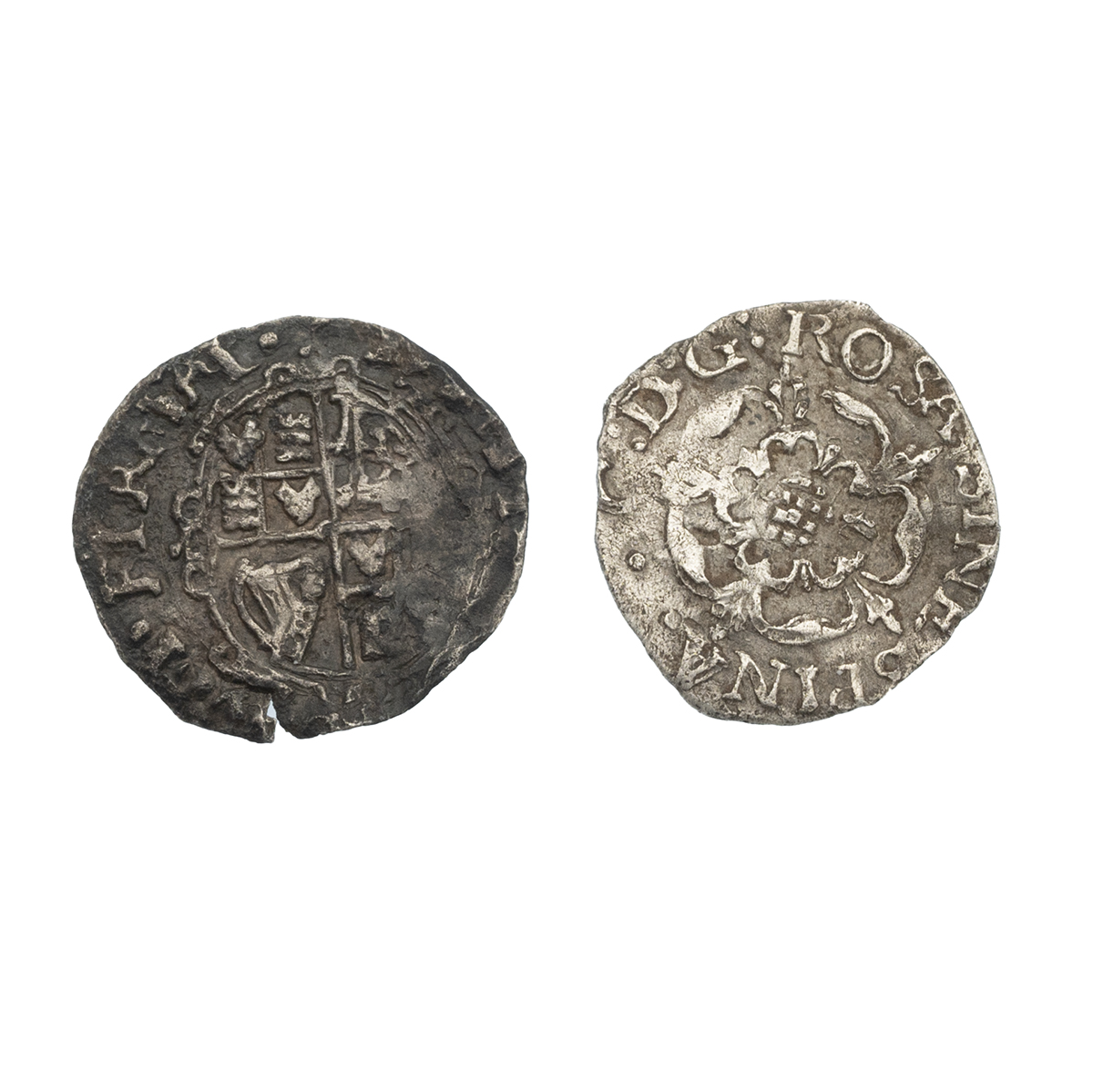 Two (2) 1625-1649 King Charles I hammered silver Pennies. Includes (1) Penny with two pellet mint... - Image 2 of 2