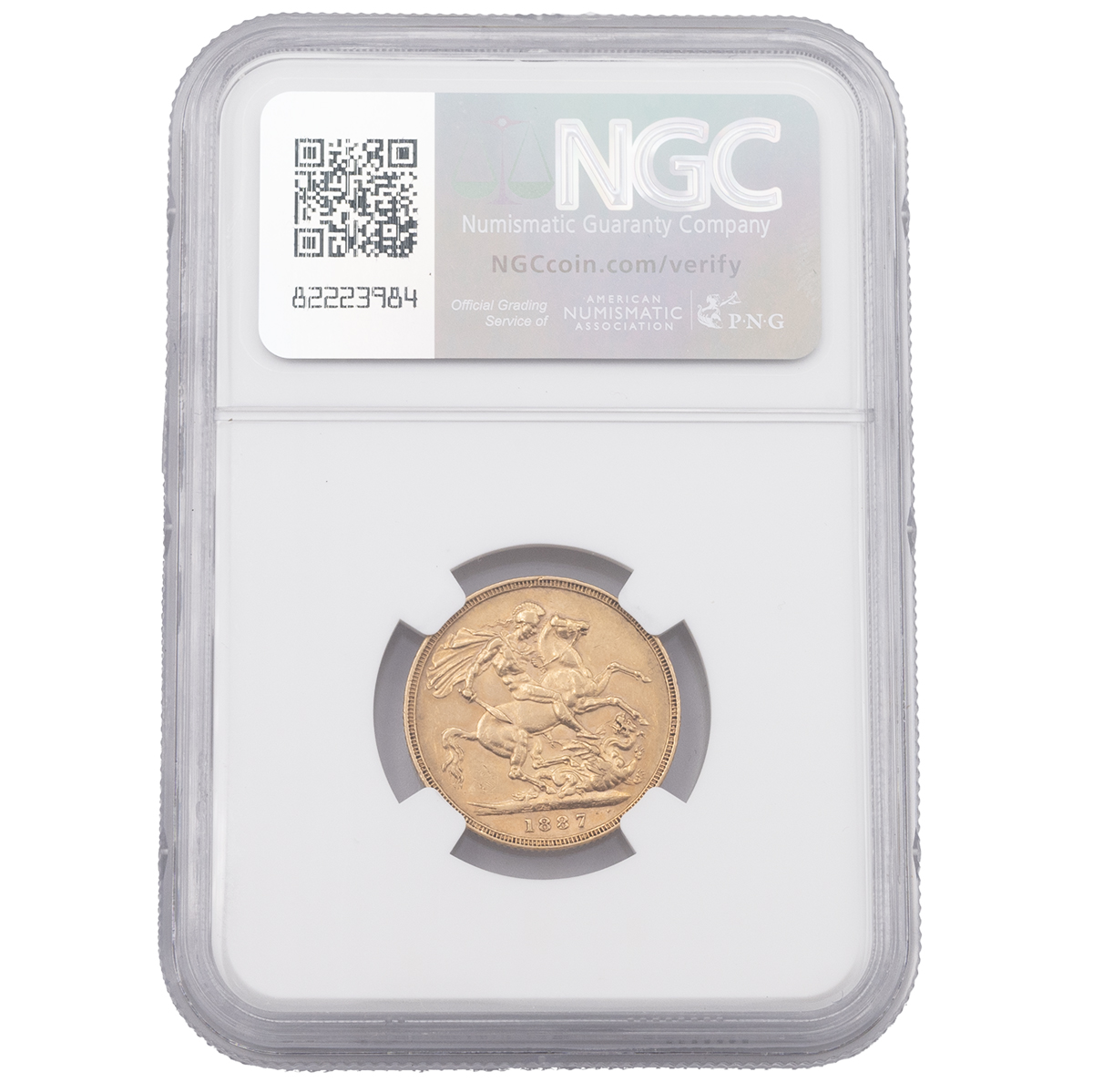 1887M Melbourne gold 'Hooked J' Sovereign graded AU 55 by NGC (Marsh 131B, S 3867). Obverse: 'Jub... - Image 2 of 4