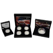 Three (3) 2009 Mini 50th Anniversary Alderney Royal Mint silver proof coins and sets. Includes (1...