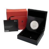 2015 Year Of Sheep Lunar Shēngxiào collection 5oz silver proof Royal Mint coin. Obverse: Ian Rank...