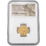 383-388 AD Magnus Maximus gold AV Solidus, London graded Ch AU by NGC (S 741). Obverse: right fac...
