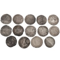 Fourteen (14) Queen Elizabeth I hammered silver Sixpences, various dates, grades and mintmarks. I...