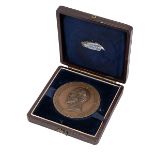 1874 Fine Arts Exhibition bronze prize medal, inscribed to Carl Weber (Eimer 1633, BHM 2992). Obv...