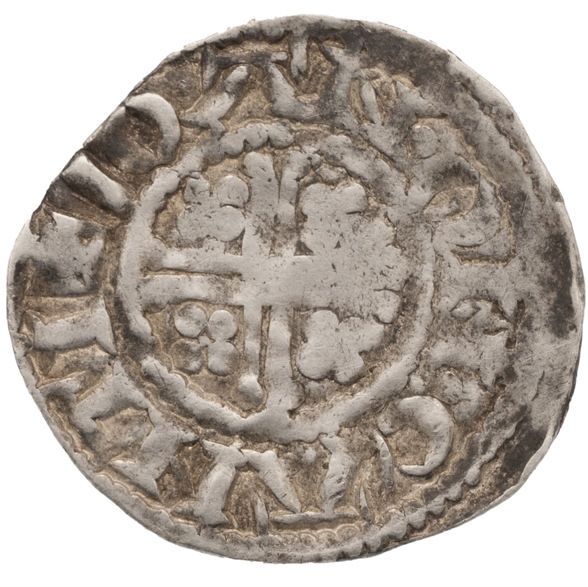 1199-1216 King John short cross class 4c? silver Penny, John on Canterbury (S 1349). Obverse: fac... - Image 2 of 2