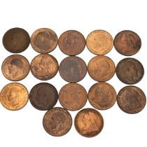 Seventeen (17) 'Old Head' Queen Victoria, King Edward VII, George V and George VI Pennies. Includ...