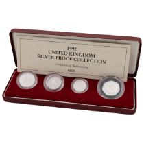 1992 four-coin silver proof collection from The Royal Mint from a low mintage release. Includes (...