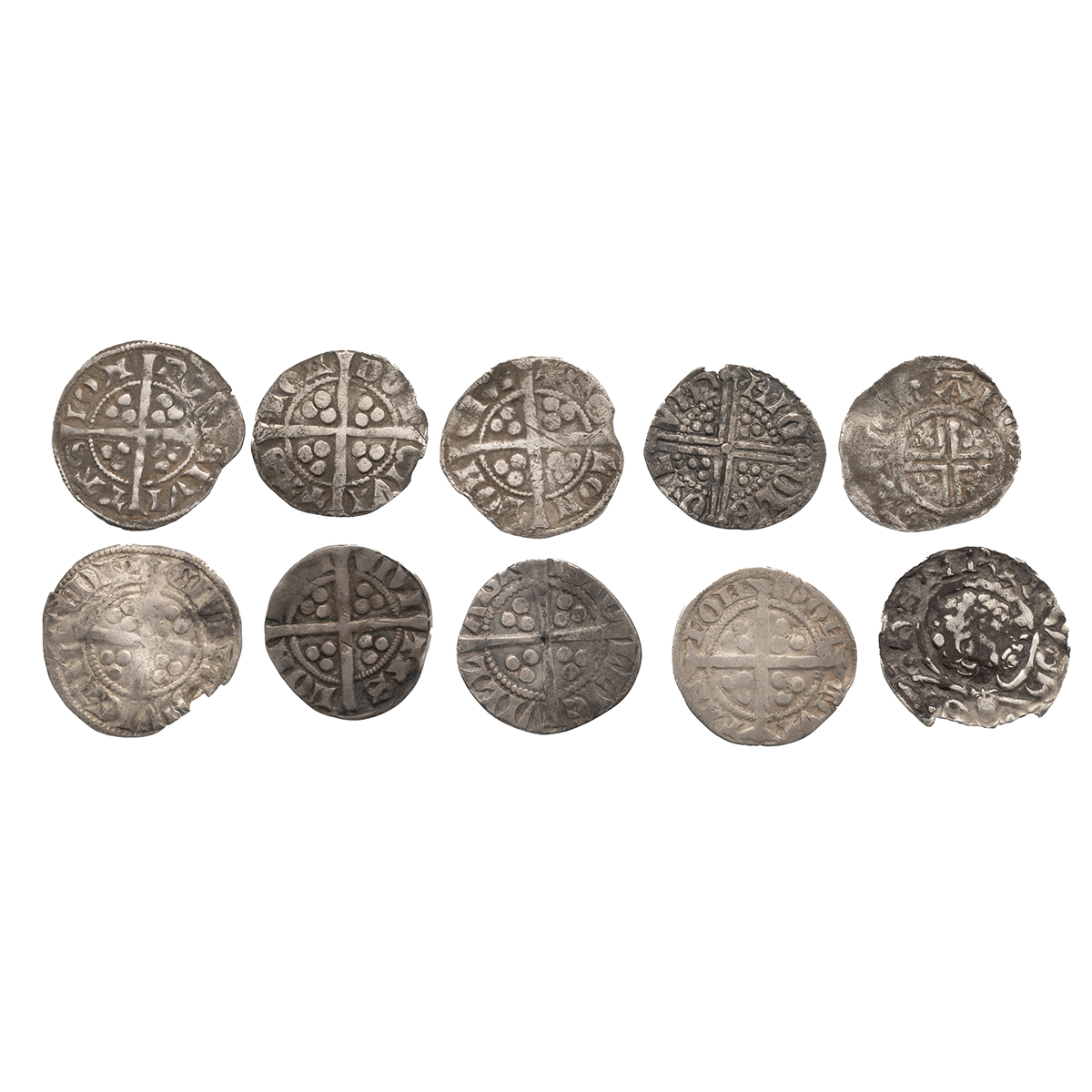 Ten (10) silver Pennies of King Edward I (1272-1307) and King Edward II (1307-1327). Weight: 12g ... - Image 2 of 2