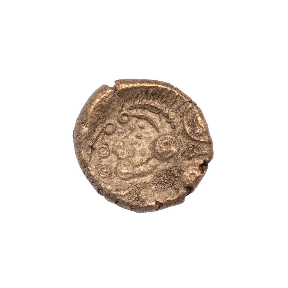 c50 BC Celtic Belgae Mossop Cruciform type gold AV Quarter Stater: excessively rare (ABC 797, Mos... - Image 2 of 2