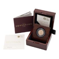 2020 Queen Elizabeth II gold proof Half Sovereign from The Royal Mint in the box of issue. Obvers...