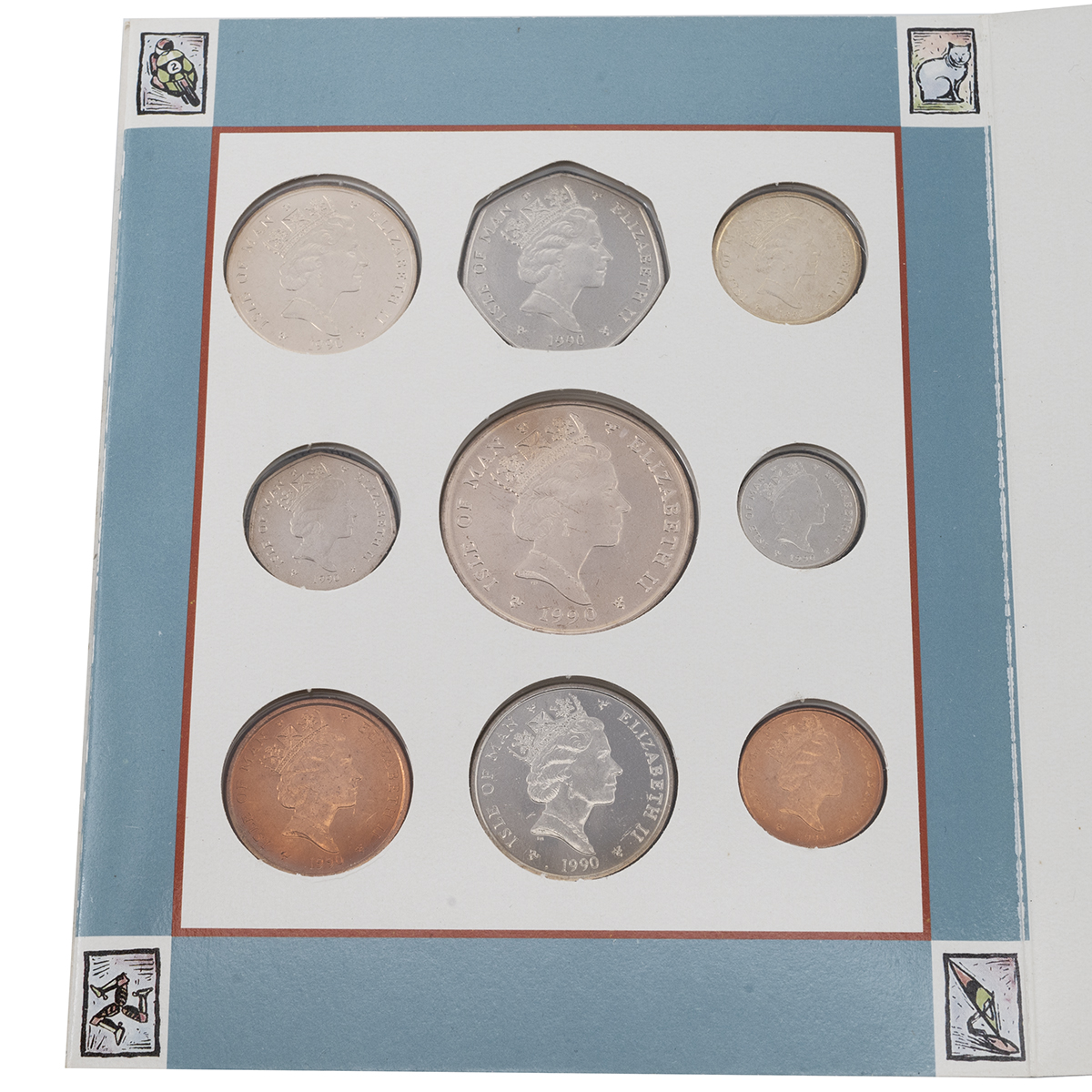 1990 Isle of Man Pobjoy Mint BU nine-coin set in original sleeve packaging. Includes nine coins o... - Image 2 of 3