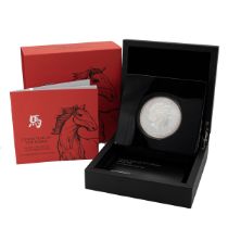 2014 Royal Mint silver proof 5oz Year of the Horse coin from the Lunar/Shēngxiào series. Obverse:...